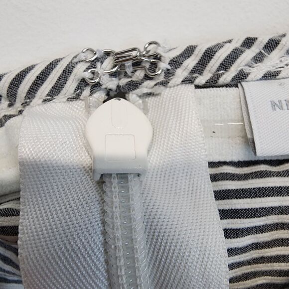 New York & Company Peplum Dress Size L Striped Ruffle Off Shoulder Office Siren - Picture 6 of 13